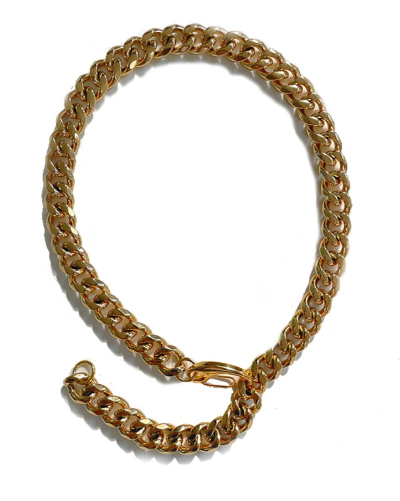 Front of a size 20 inches Cuban Lariat Necklace 20" in Gold by BAACAL. | dia_product_style_image_id:318318